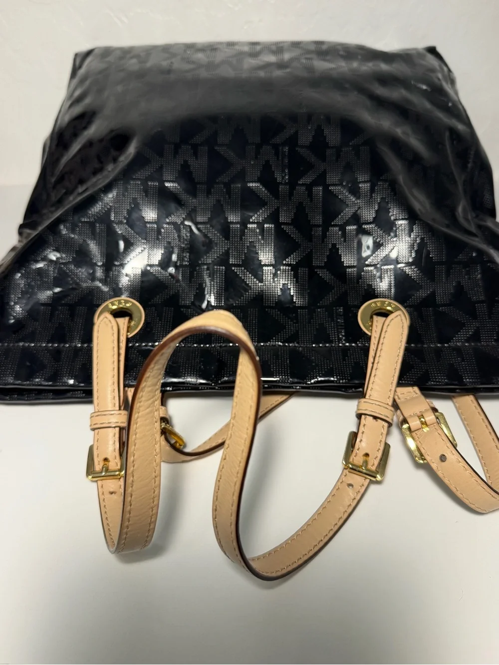 Michael Kors Black Patent Leather Tote Bag